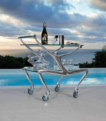 The Man Drinks Trolley beside a pool