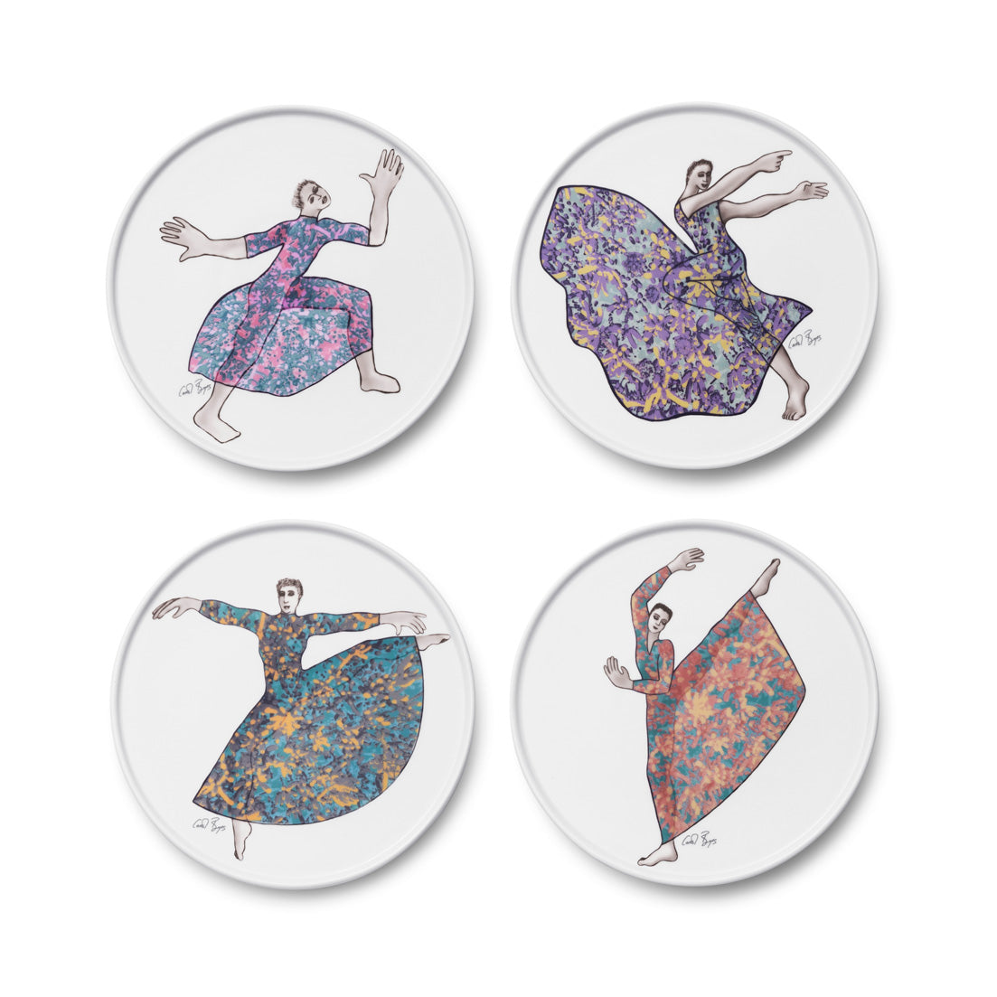 Side Plate Set Of 4 - Dancers