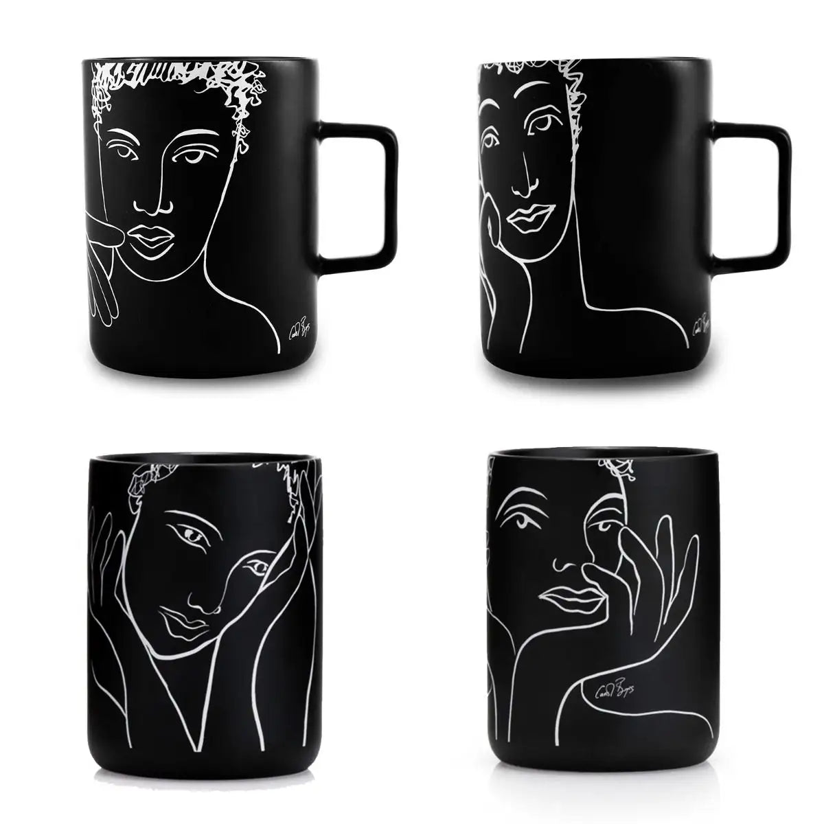 Mug Set Of 4 - Sketchbook Black