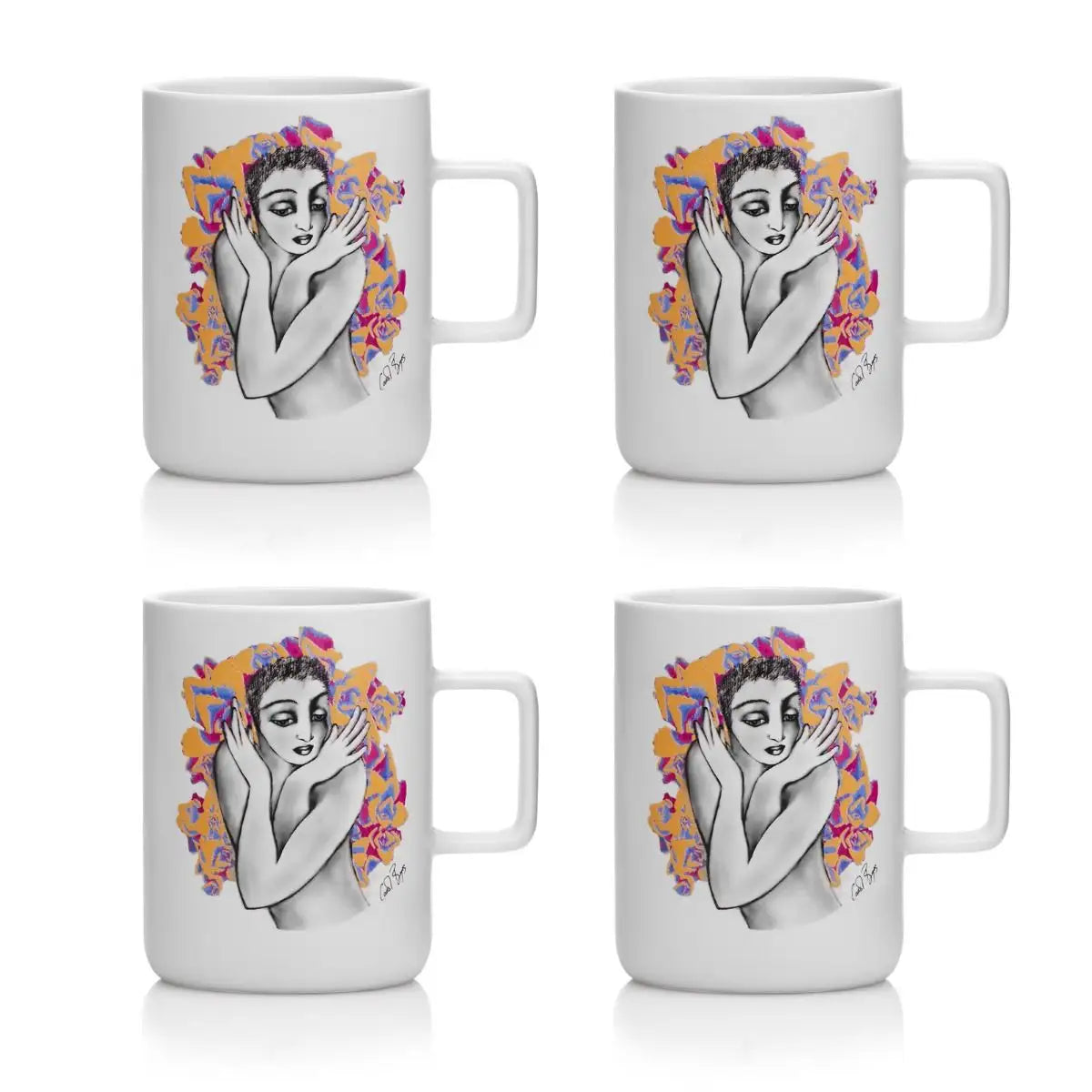 Mug Set Of 4 - Pop Art Flutter