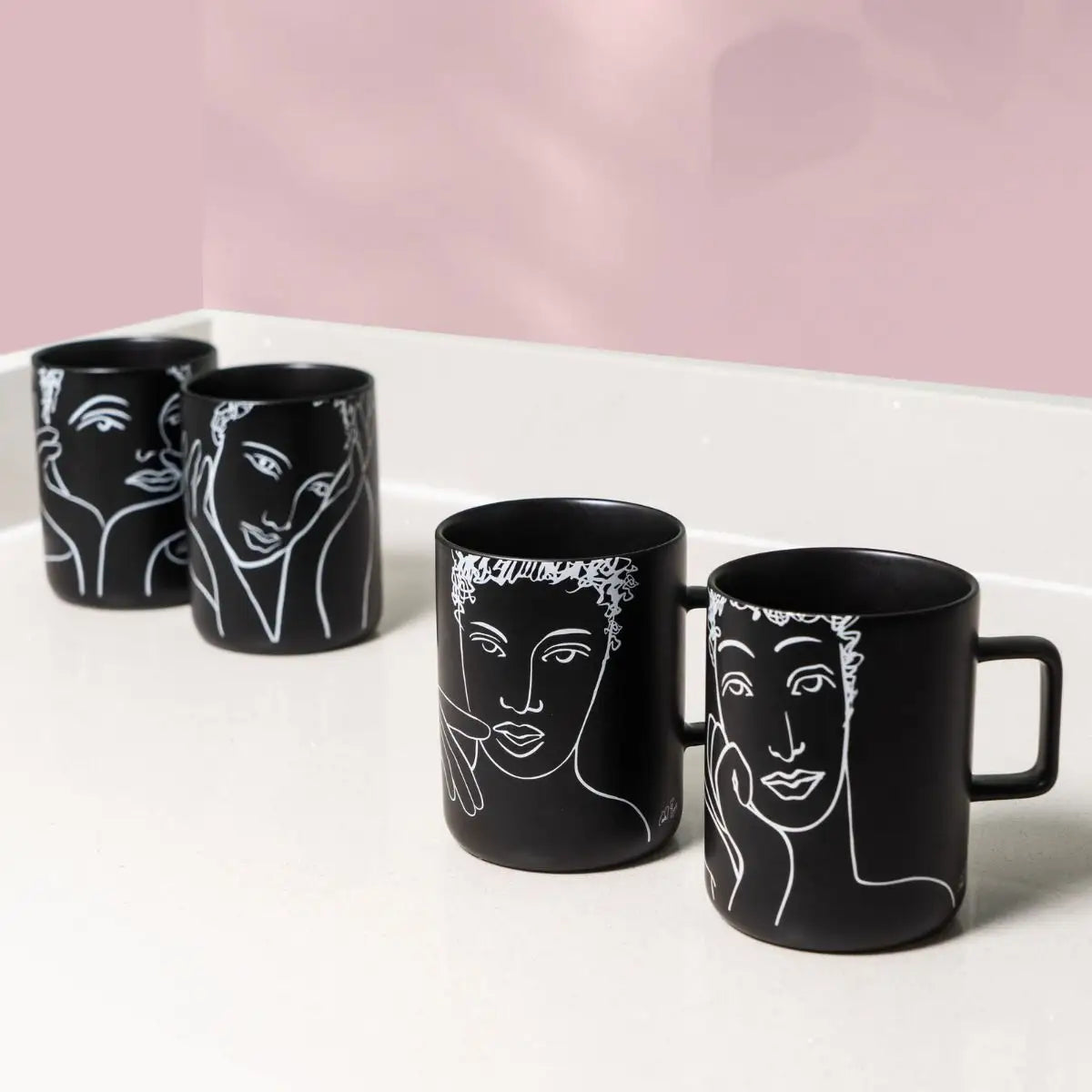Mug Set Of 4 - Sketchbook Black