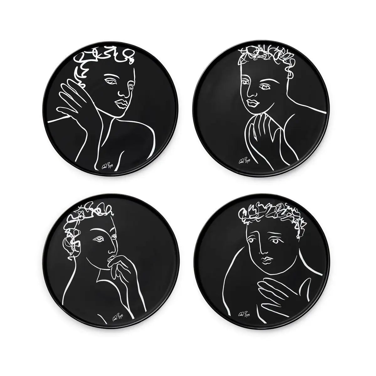 Side Plate Set Of 4 - Sketchbook Black