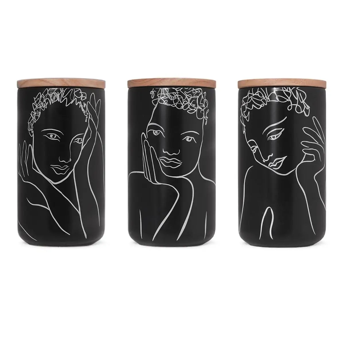 Canister Large Set Of 3 - Sketchbook Black Mix