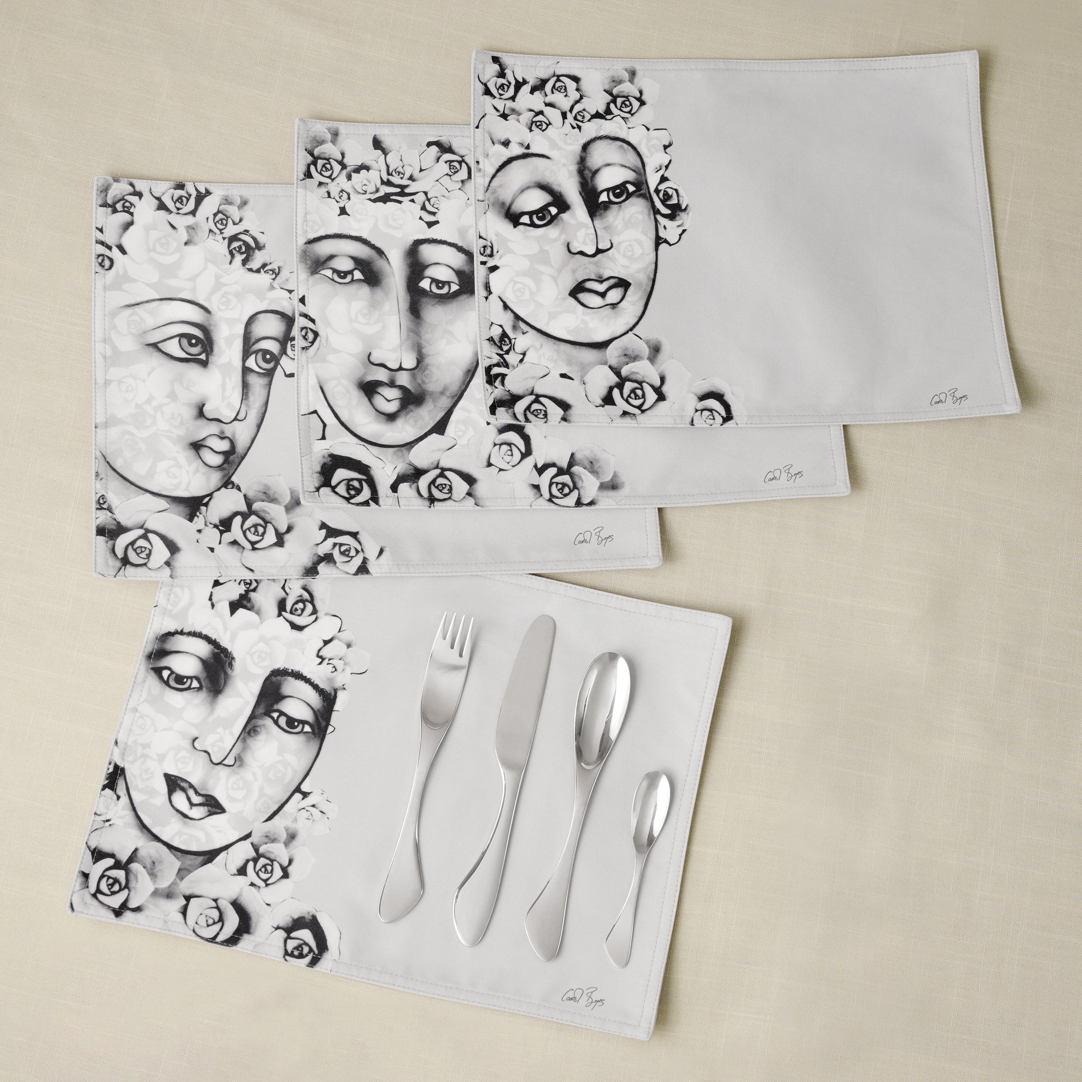 Placemat Set Of 4 - Succulent Faces