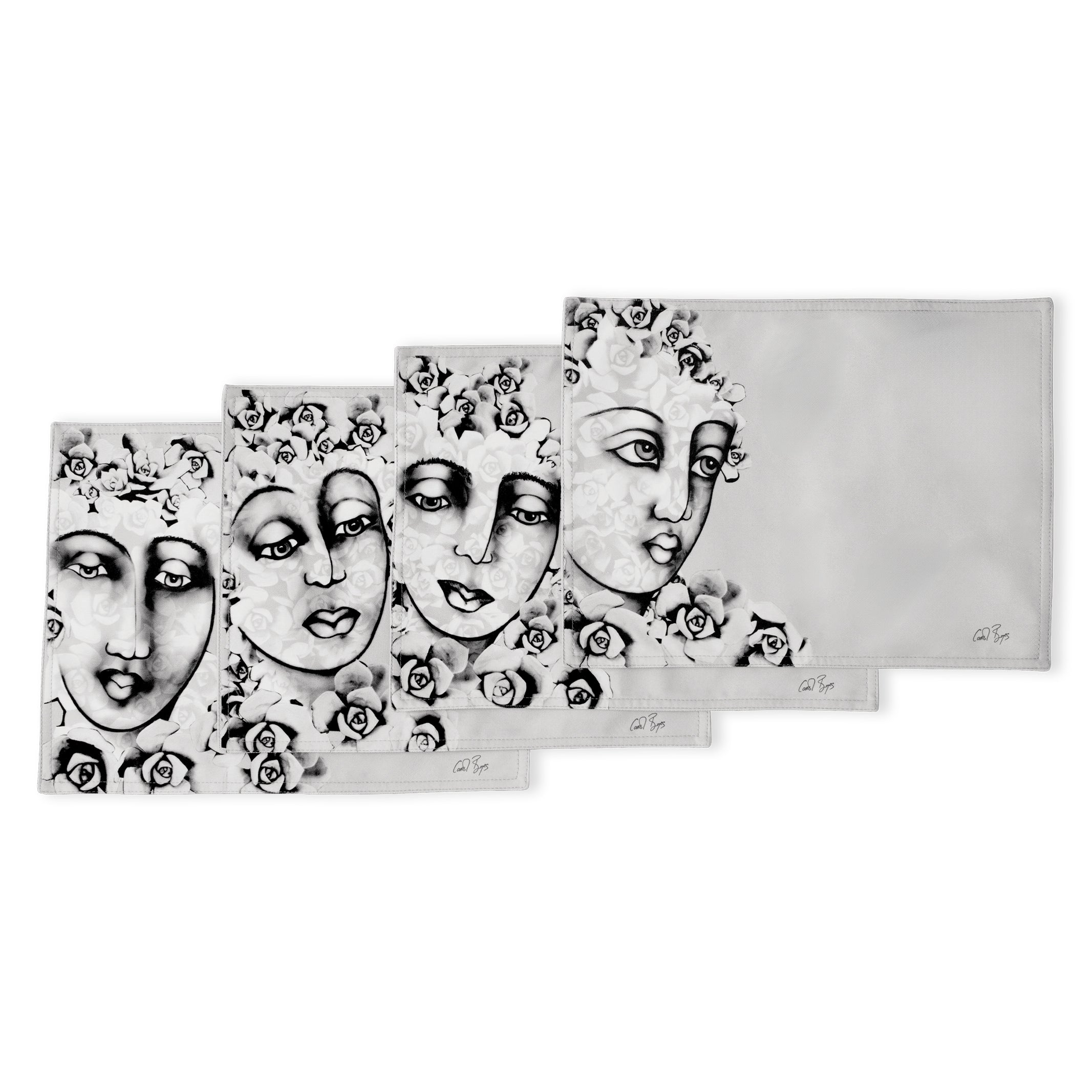 Placemat Set Of 4 - Succulent Faces