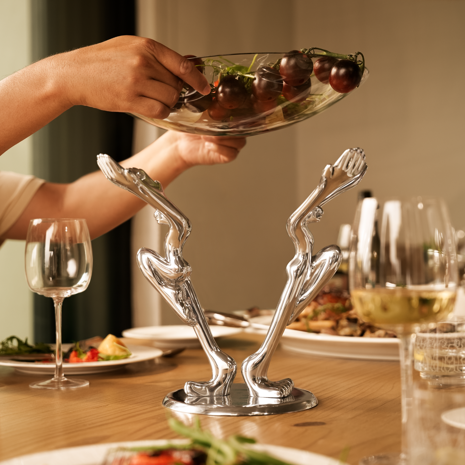 Glass Bowl And Stand - Gemini