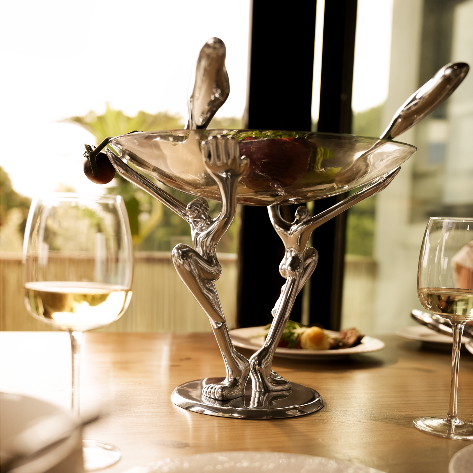 Glass Bowl And Stand - Gemini