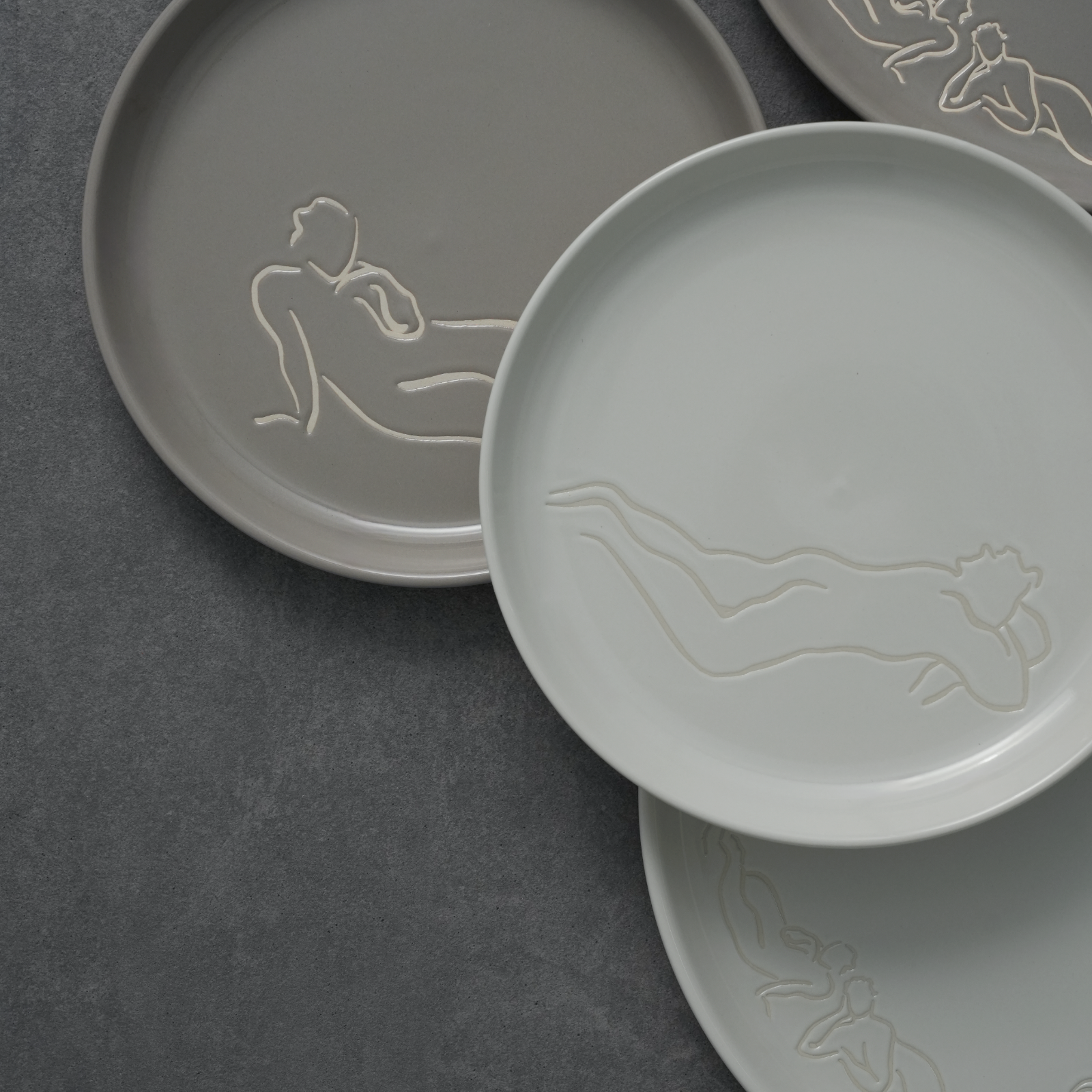 DINNER PLATE SET OF 4 - luxe loungers - grey
