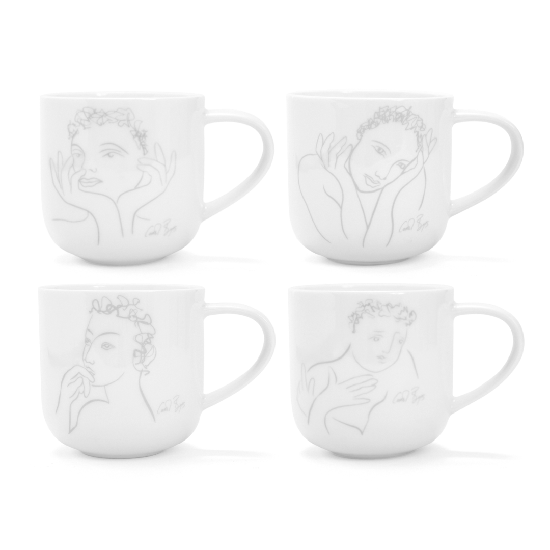 MUG SET OF 4 - sketchbook grey