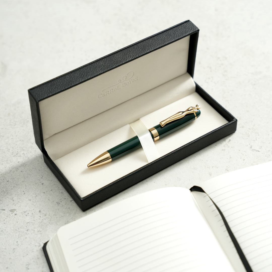 Ballpoint Pen - Woman - Gold - Bottle Green