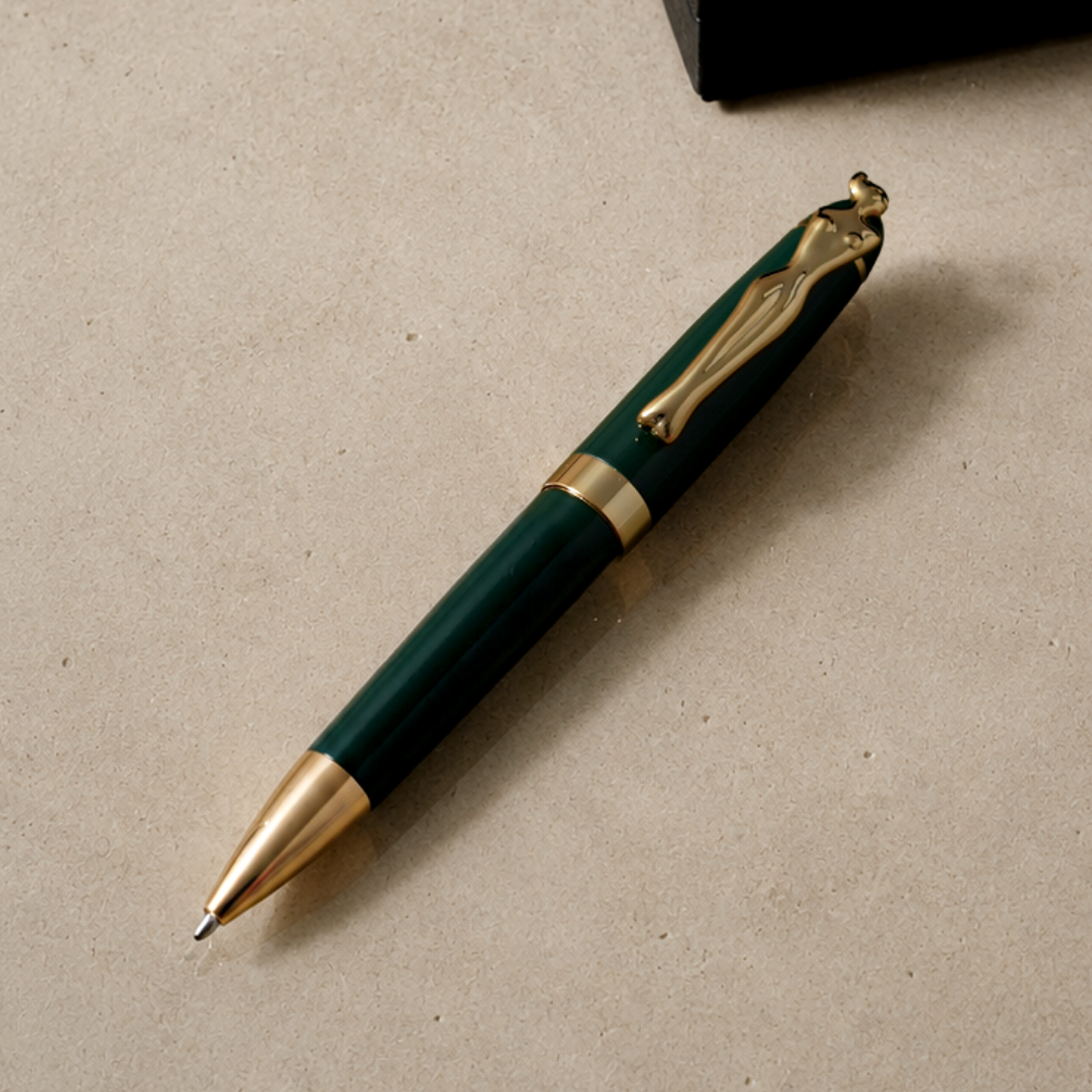 Ballpoint Pen - Woman - Gold - Bottle Green