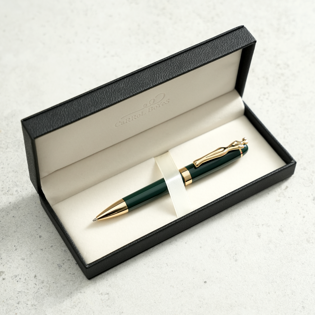 Ballpoint Pen - Woman - Gold - Bottle Green