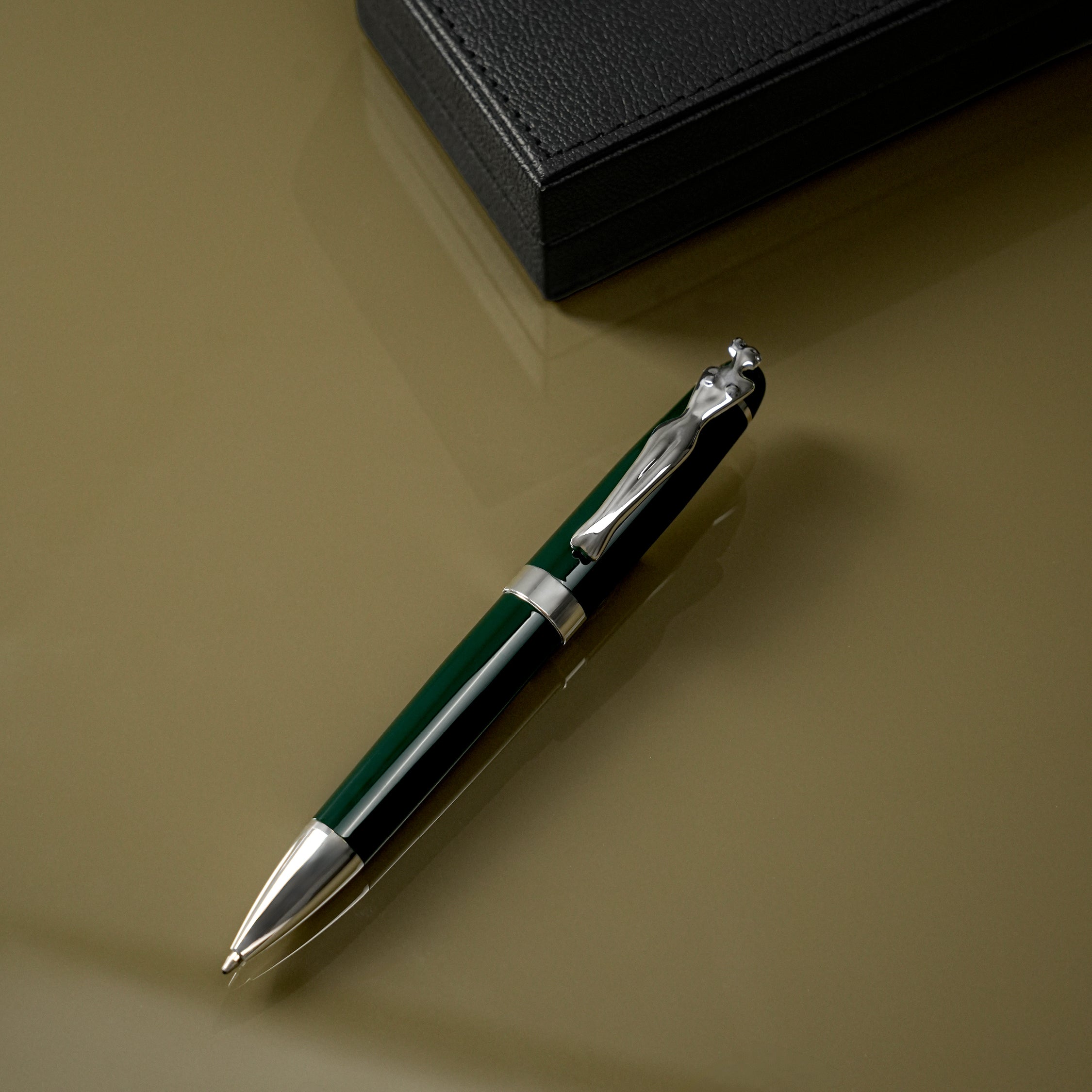 Ballpoint Pen - Woman - Silver - Bottle Green