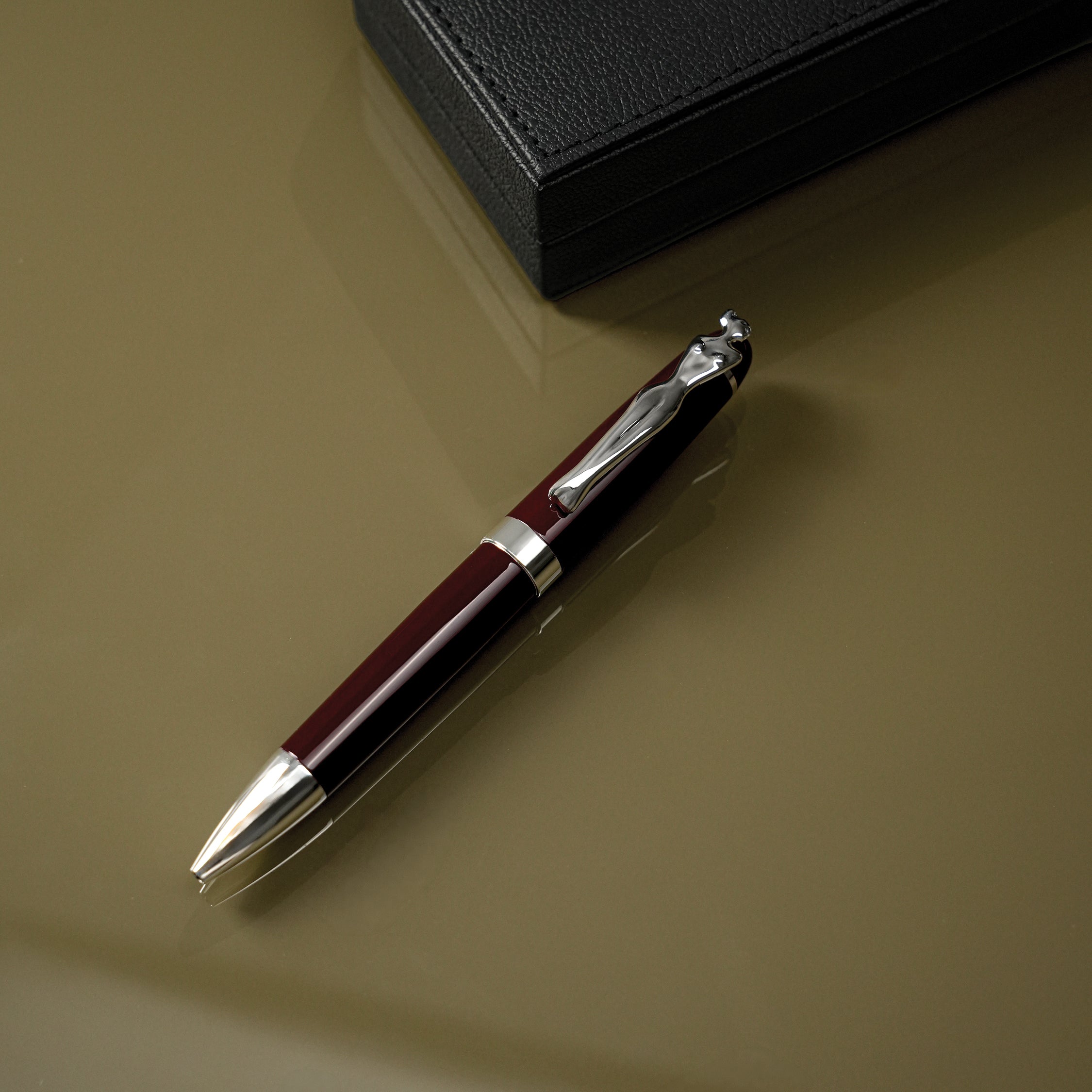 Ballpoint Pen - Woman - Silver - Burgundy