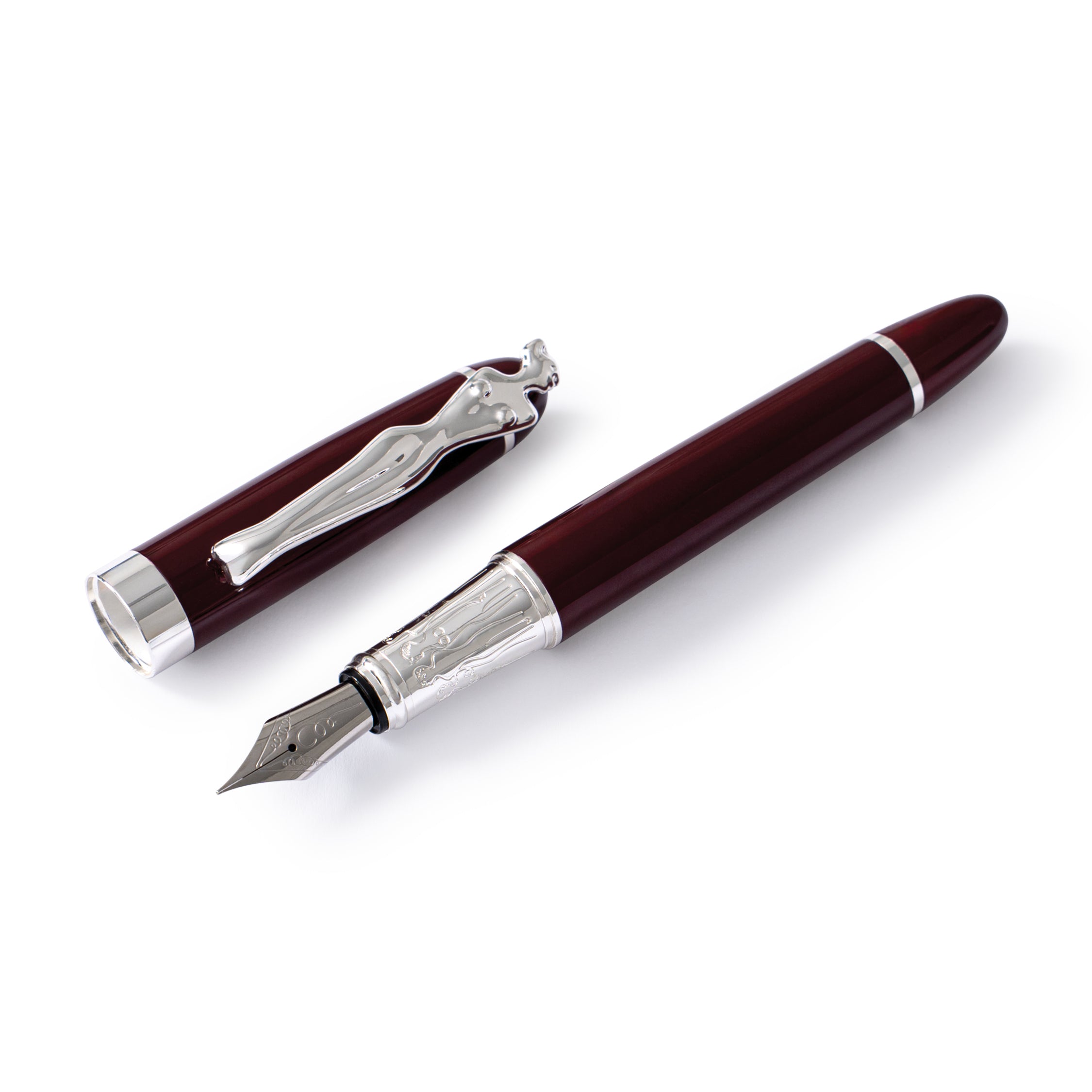 Fountain Pen - Woman - Silver - Burgundy