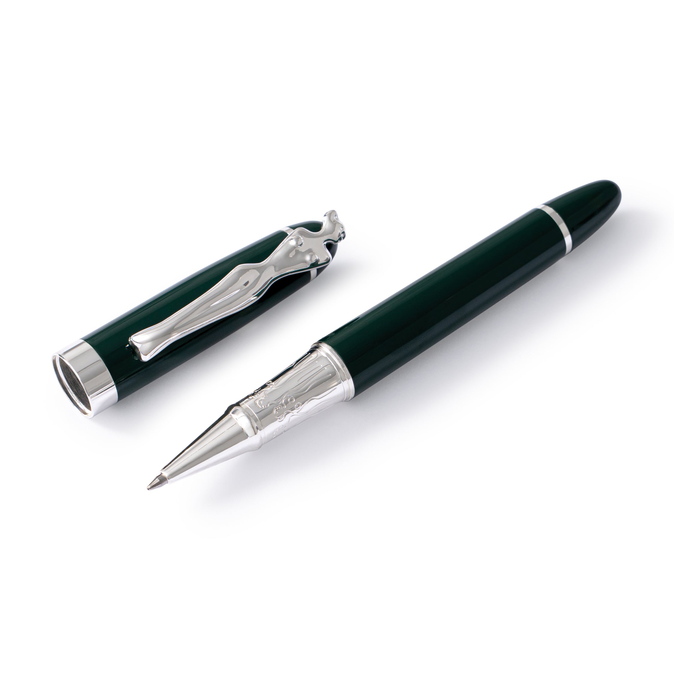 Rollerball Pen - Woman - Silver - Bottle Green
