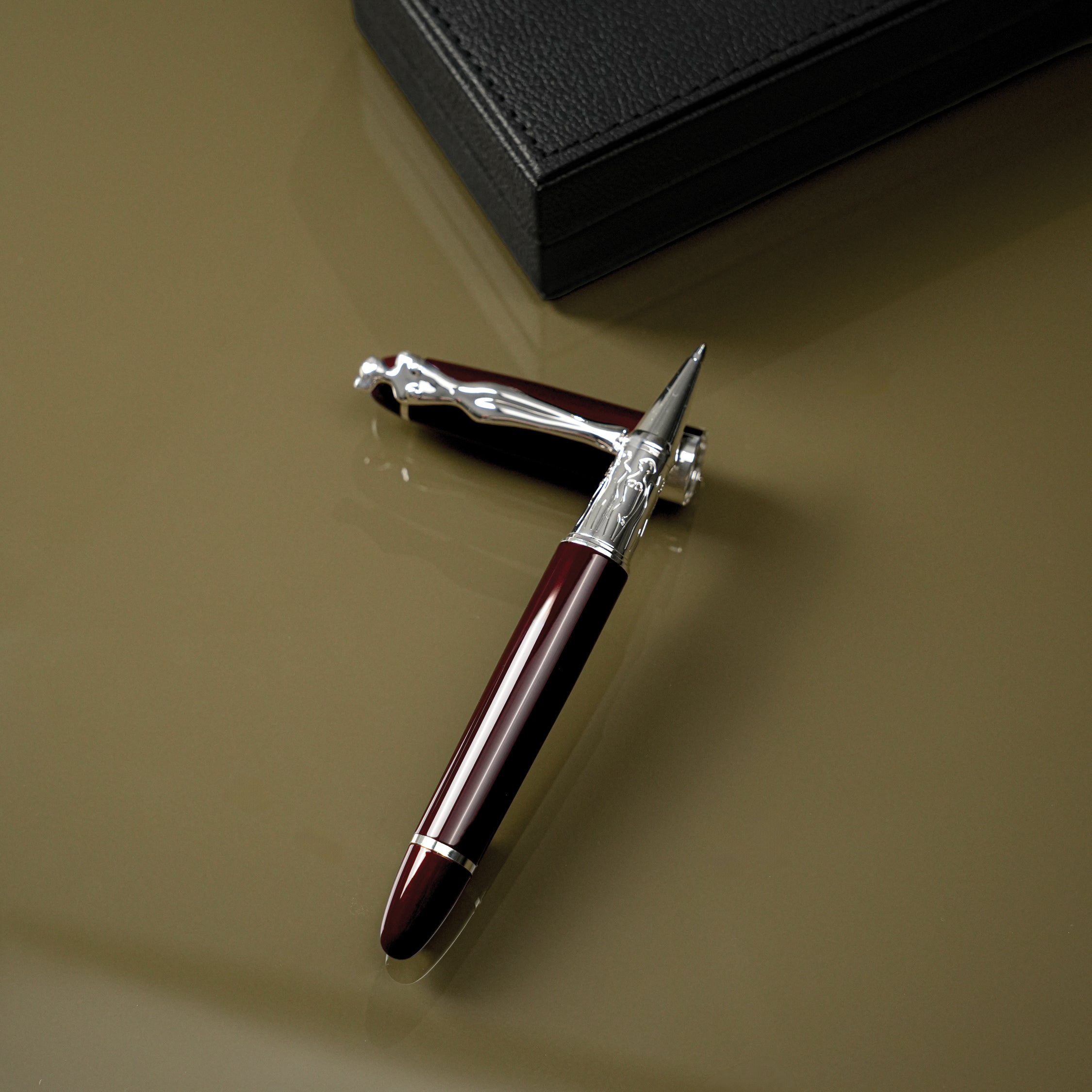 Rollerball Pen - Woman - Silver - Burgundy