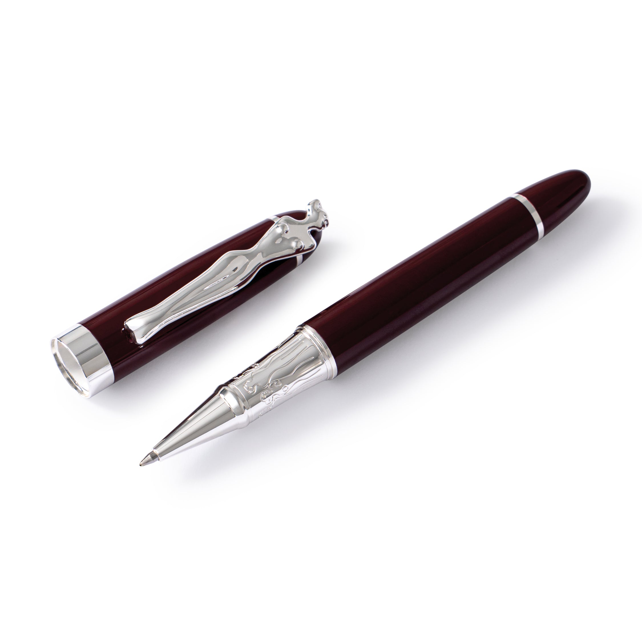 Rollerball Pen - Woman - Silver - Burgundy