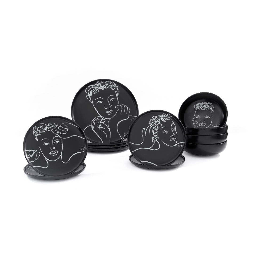DINNERWARE 12pc SET - sketchbook black
