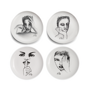 SIDE PLATE SET OF 4 - modern sketchbook mix
