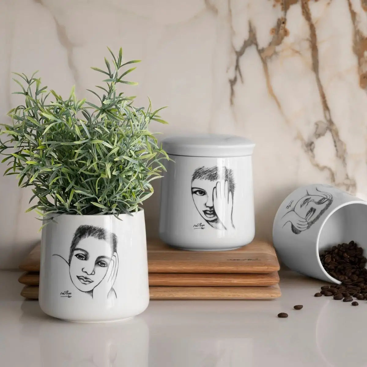 Canister Set Of 3 - Sketchbook Mix