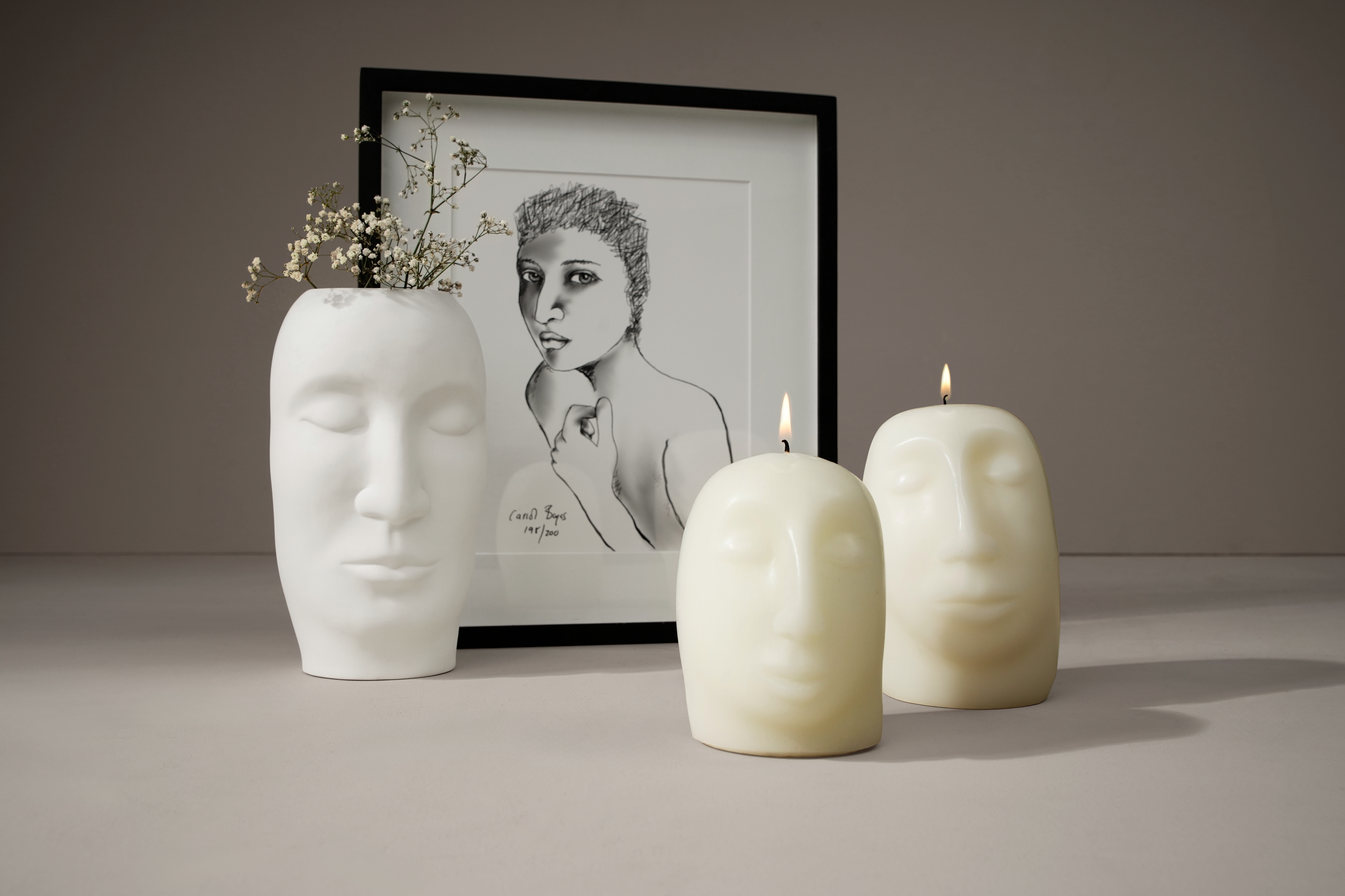 SCULPTURAL CANDLE SET - white