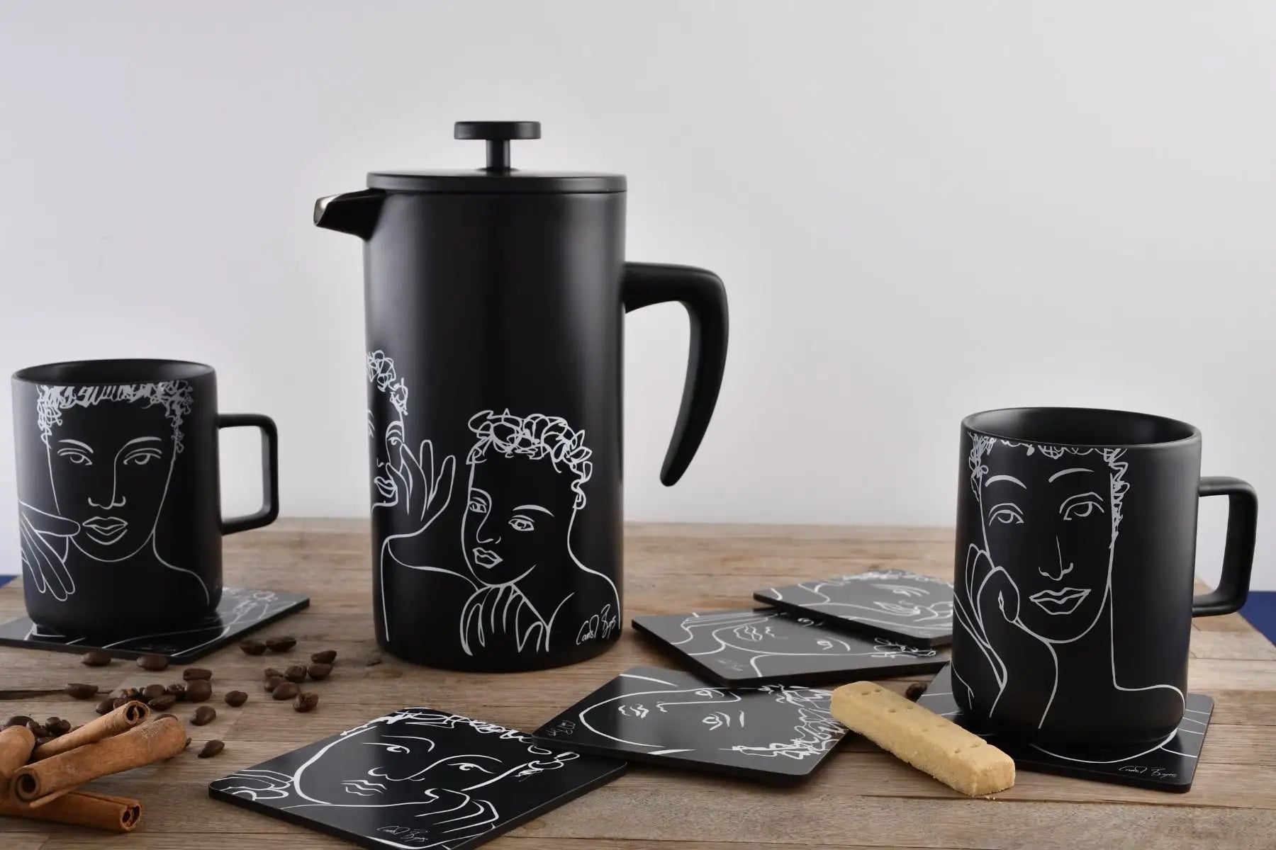 Mug Set Of 4 - Sketchbook Black