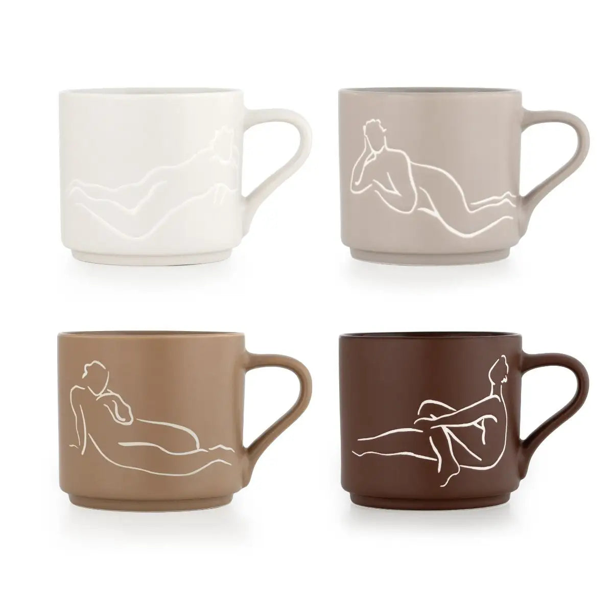 STACKABLE MUG SET OF 4 - luxe loungers - neutral