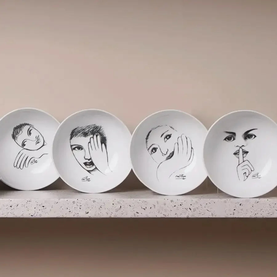 Cereal / Soup Bowl Set Of 4 - Face Facts