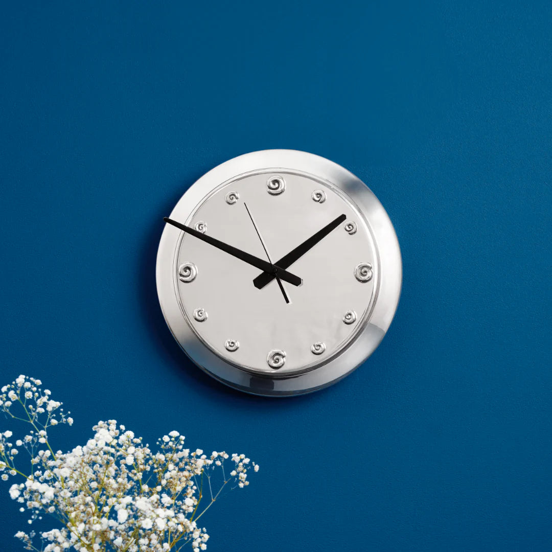 Wall Clock Large - Coil - Silver