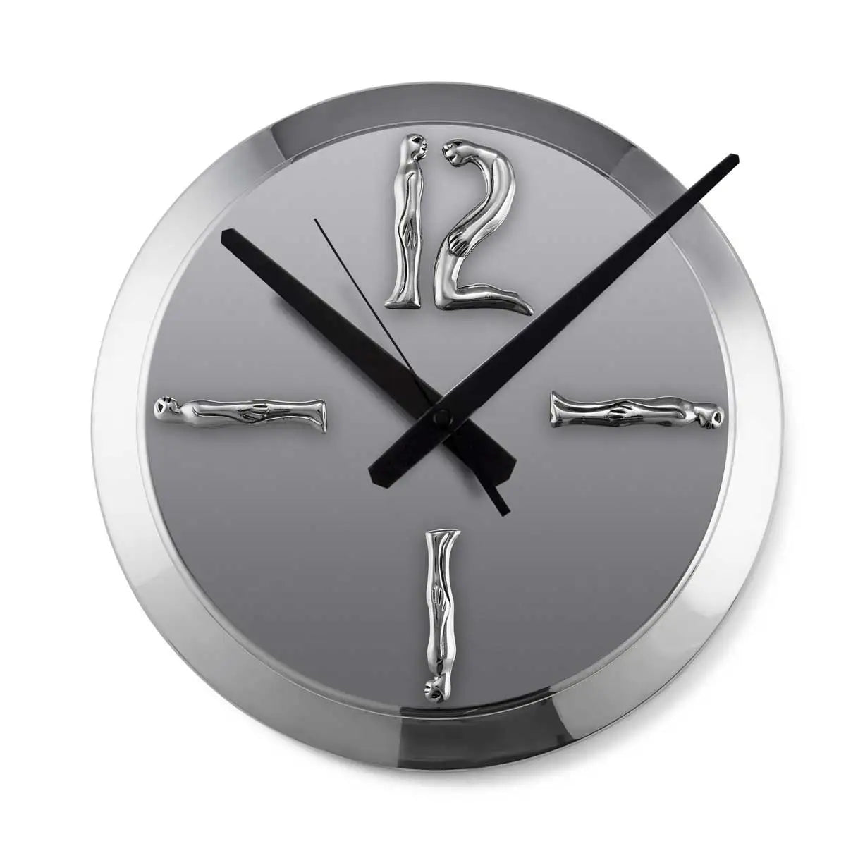 Wall Clock Large - Woman Man - Silver