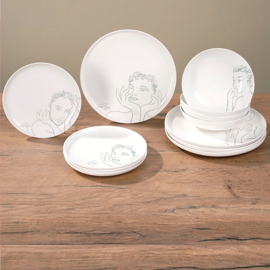 Dinnerware 12Pc Set - Sketchbook Grey