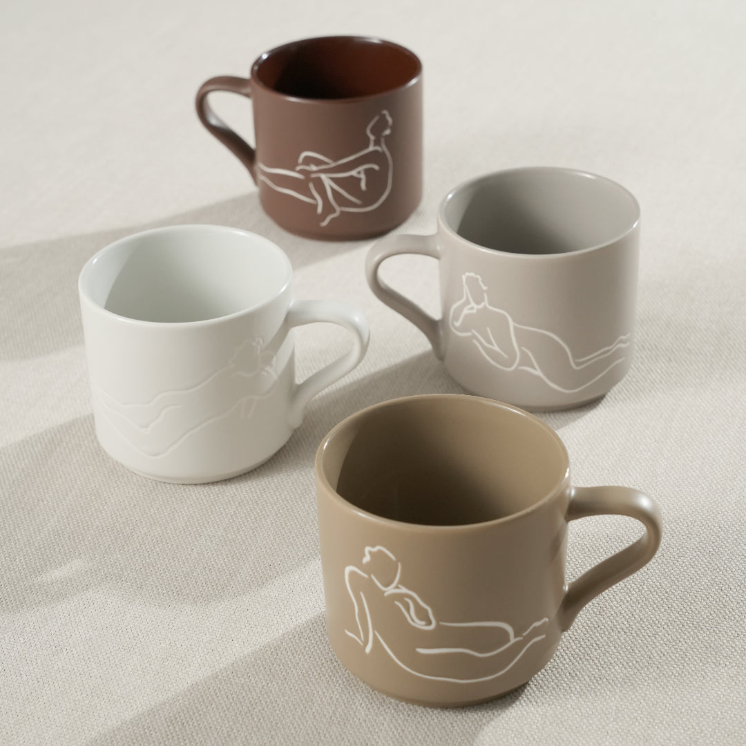 STACKABLE MUG SET OF 4 - luxe loungers - neutral
