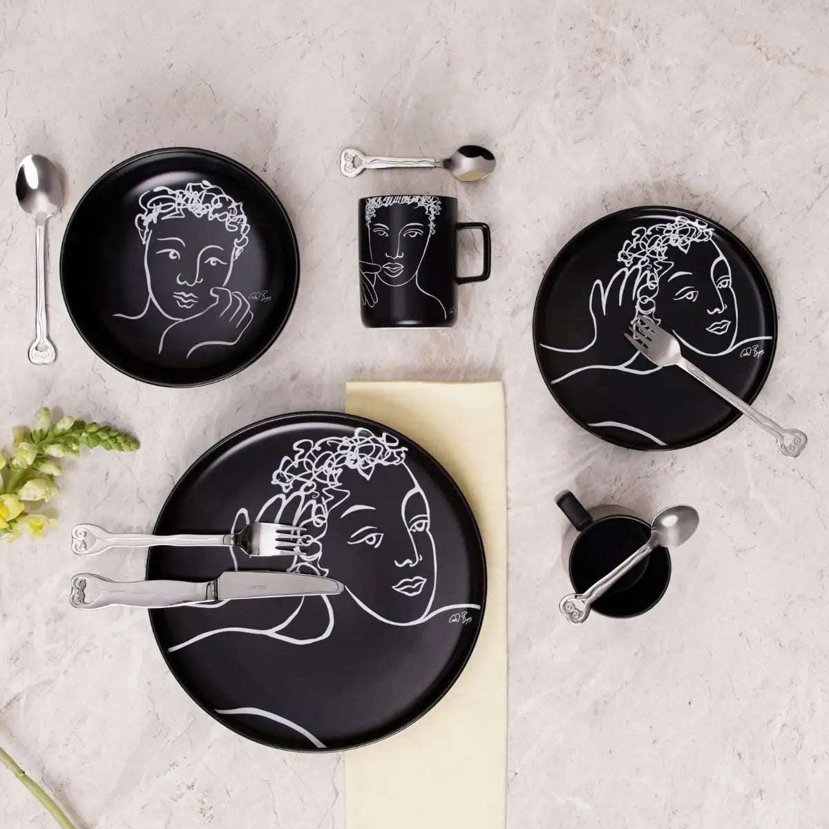Dinnerware 12Pc Set - Sketchbook Black
