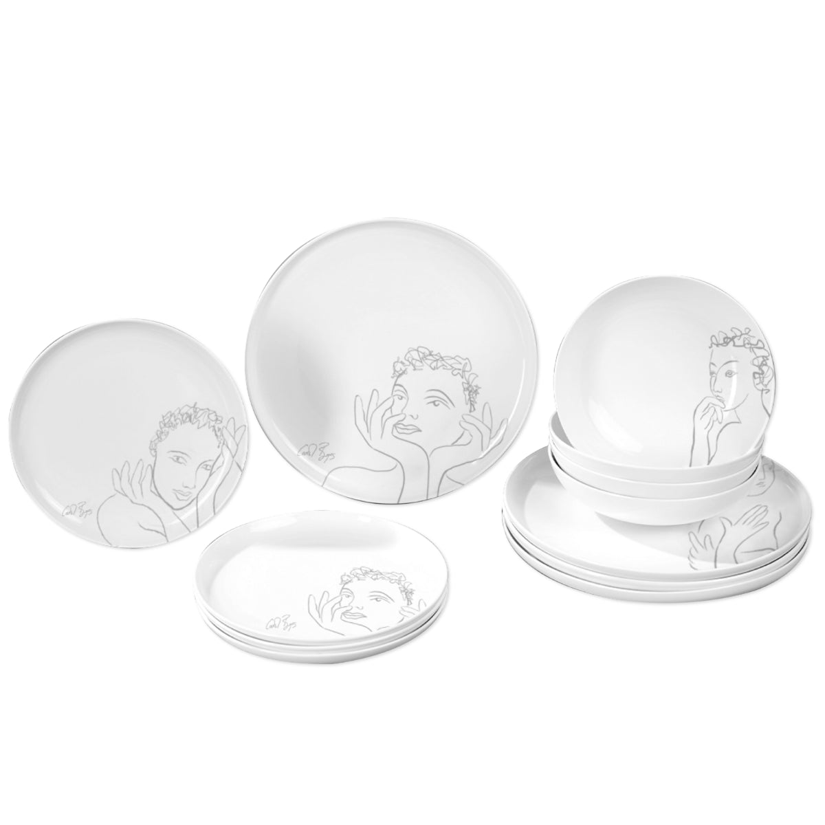Dinnerware 12Pc Set - Sketchbook Grey