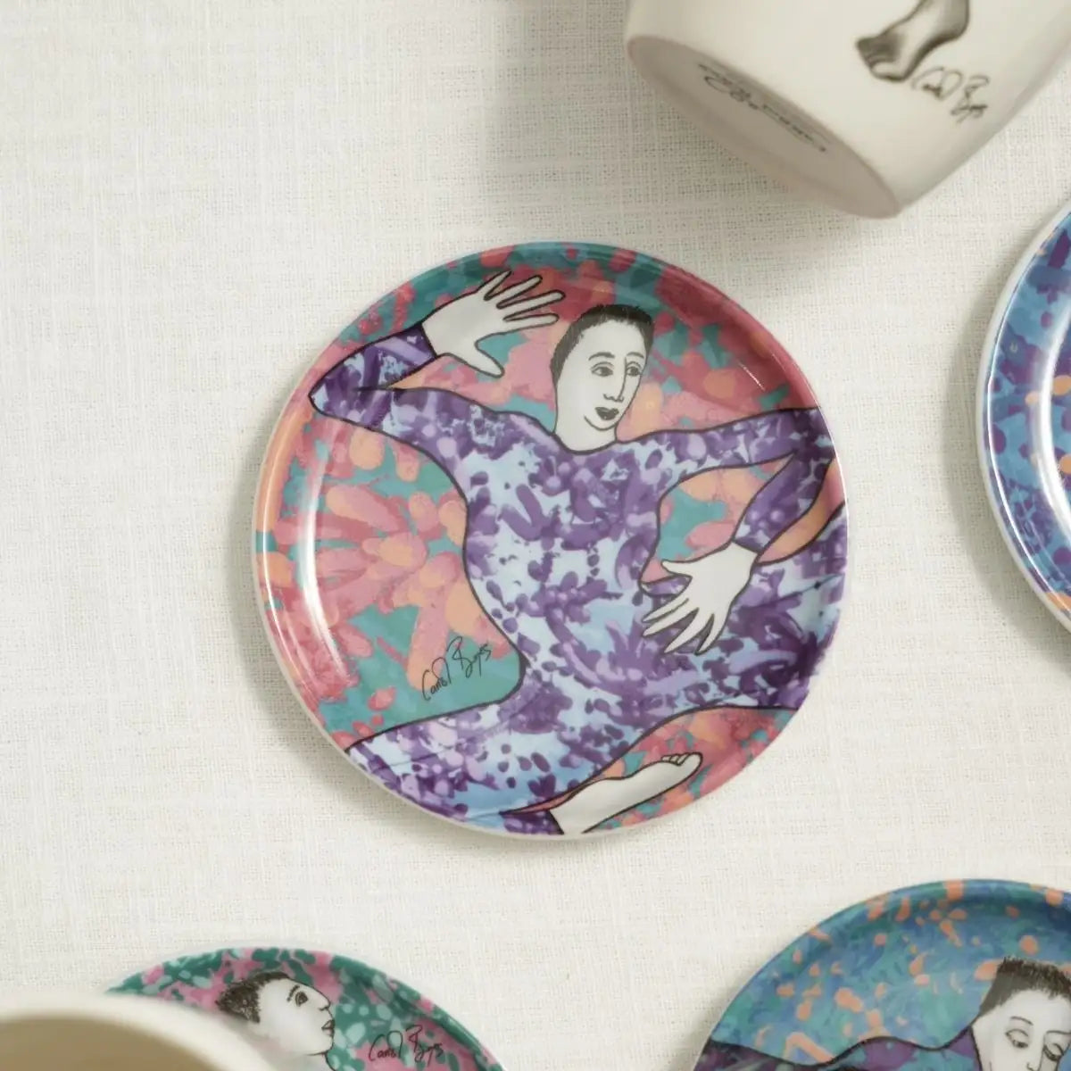 RIMMED COASTER SET OF 4 - dancing girls