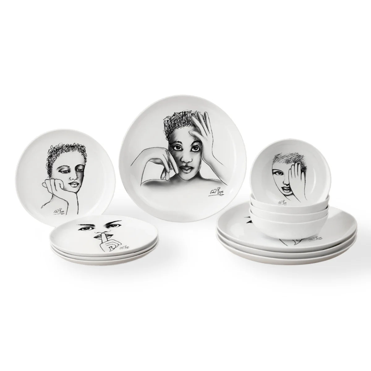 Dinnerware 12Pc Set - Sketchbook Mix