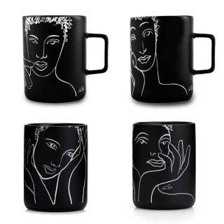 MUG SET OF 4 - sketchbook black