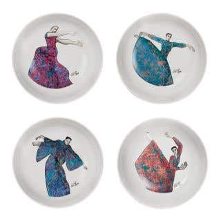 CEREAL / SOUP BOWL SET OF 4 - dancing girls