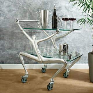 DRINKS TROLLEY WITH GLASS TOP - man