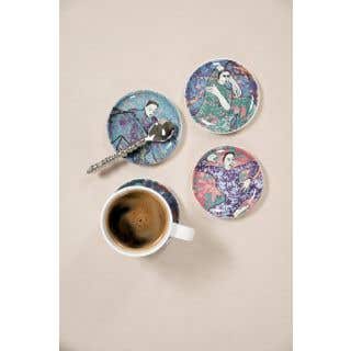 RIMMED COASTER SET OF 4 - dancing girls