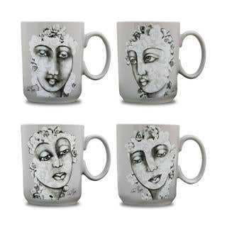 MUG SET OF 4 - succulent faces