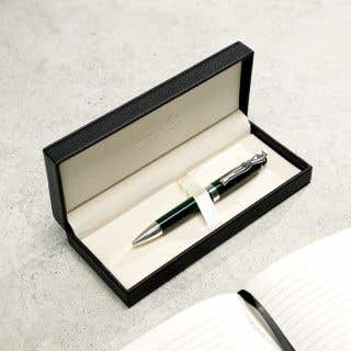 BALLPOINT PEN - woman - silver - bottle green 
