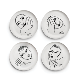 SIDE PLATE SET OF 4 - heritage sketchbook mix