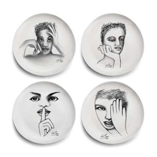 DINNER PLATE SET OF 4 - modern sketchbook mix