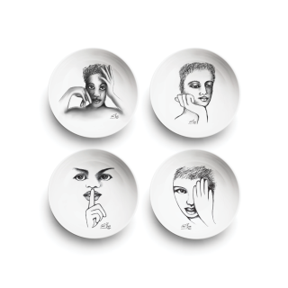 CEREAL / SOUP BOWL SET OF 4 - modern sketchbook mix