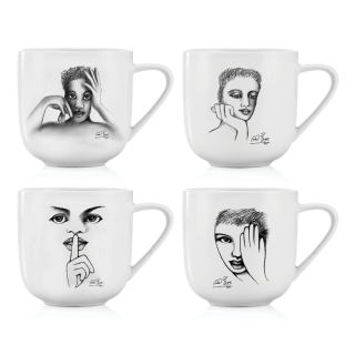 MUG SET OF 4 - modern sketchbook mix