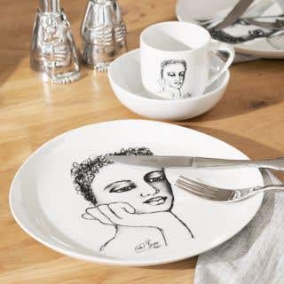 DINNER PLATE SET OF 4 - modern sketchbook mix