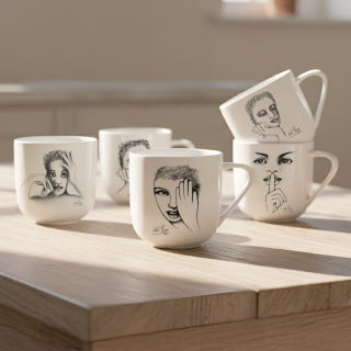 MUG SET OF 4 - modern sketchbook mix