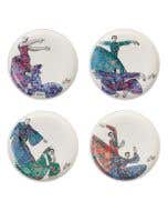 SIDE PLATE SET OF 4 - dancing girls 